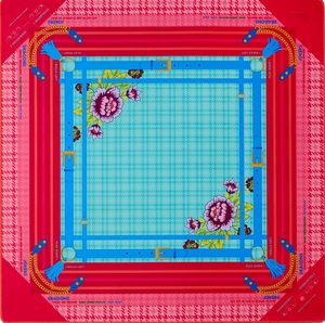 Alas Veranda Mewah Warna Hijau Lembut dan Biru Segar 33x33" Permukaan Halus Alas Mahjong Veranda Amerika Bahan Neoprena untuk Permainan Mahjong yang Elegan - Product Image 3