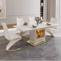 Table et chaises de salle à manger de luxe modernes, ensemble table et chaises haut de gamme pour la maison, table à plateau en roche brillante