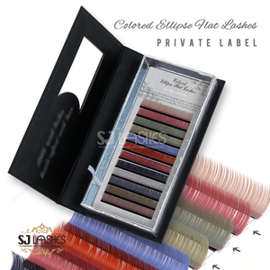 Pestañas planas de elipse de colores Super suaves, puntas divididas, extensiones de pestañas naturales con forma de elipse, venta al por mayor - Product Image 1