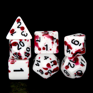 Ensemble de dés polyédriques en acrylique bleu effet éclaboussures de sang pour D&D RPG, style marbre, conçu pour les jeux sur le thème des éclaboussures de sang - Product Image 6