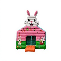 Château gonflable sur le thème du lapin de Pâques, structure gonflable en PVC avec toboggan, 6 x 4 m, pour location de fête en plein air