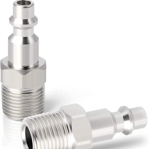 Raccord rapide pneumatique américain 3/8 NPT, tête mâle nickelée avec filetage externe, embout pour milieu d'air comprimé - Product Image 1