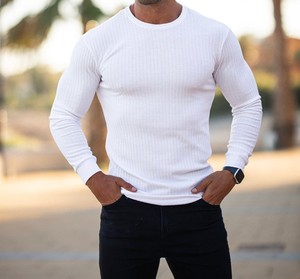 T-shirt da <span class=keywords><strong>uomo</strong></span> a manica lunga con elastico per il tempo libero <span class=keywords><strong>verticale</strong></span> per sport autunnali Fitness Cross-Border per <span class=keywords><strong>l</strong></span>'europa degli stati uniti - Product Image 1