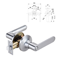 Poignées de porte intérieures modernes de luxe en alliage de zinc nickel satiné, système américain de confidentialité, avec entraxe de 2-3/8 pouces, pour portes intérieures.