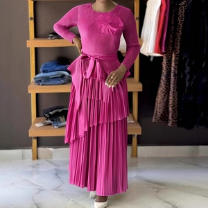 Conjunto de 2 Piezas para Mujer, Falda con Dobladillo Irregular de Color Sólido y Manga Larga con Cuello Redondo, a la Moda - Product Image 4