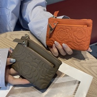 Dompet Camellia Elegan Berkualitas Tinggi Dompet Kulit Asli Wanita Klasik Dompet Koin Tempat Kartu Fashion Billetera