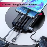 Prix d'usine Nouvelle batterie externe portable avec câble intégré, affichage numérique, 10000 mAh, station de charge 4 en 1 pour l'extérieur