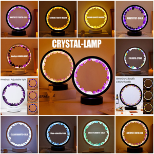 Lámpara de Mesa de Cristal Curativo de Amatista Natural Redonda, Recargable por USB, Luz Nocturna para Decoración del Hogar y Dormitorio, Venta al Por Mayor - Product Image 5
