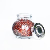 Bouteilles en verre transparentes plates de type fût avec couvercle métallique brillant pour le stockage d'ingrédients et d'assaisonnements, tailles familiales : 50 ml, 100 ml, 180 ml, 380 ml, 480 ml