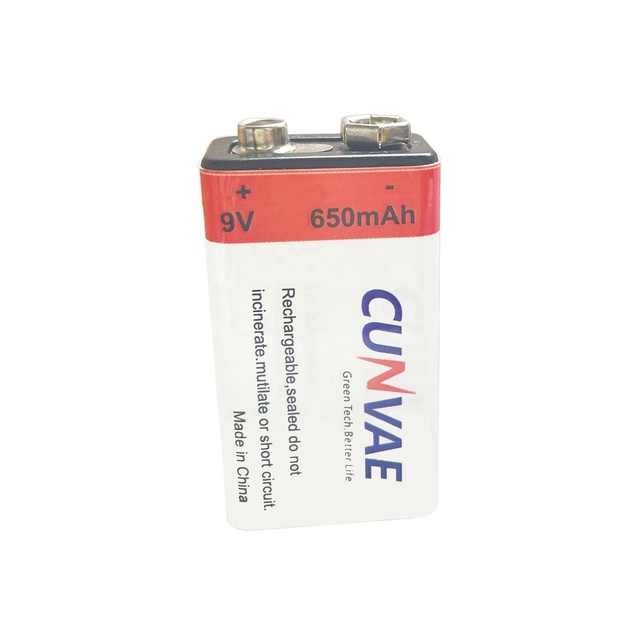 9 Volt Rechargeable Batteries Lithium Ion 9V 650mAh Li-ion Batteries