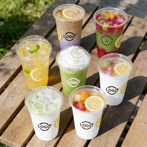 Gobelets jetables à double paroi en plastique pour jus, thé au lait, transparents, personnalisés, 16 OZ, à emporter, 500 ml, logo personnalisé - Product Image 1