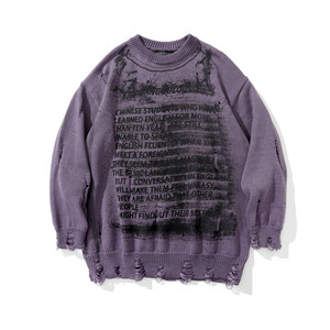 Pull en maille streetwear pour homme, avec <span class=keywords><strong>logo</strong></span> imprimé <span class=keywords><strong>sur</strong></span> le devant, service personnalisé, faible MOQ, collection automne - Product Image 6
