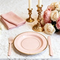 Assiettes en papier plissées rondes jetables Lanweier, luxueuses et élégantes, écologiques, pour mariages et événements en plein air (vente en gros)
