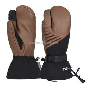 Classic 3-Finger Snow Glove For Skiing Snowboarding And Snowmobile Leather Ski Mitten Touchscreen Thinsulate Ski Gloves