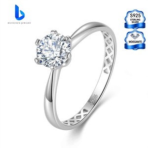 1 Carat D Color Moissanite Ring Jewelry <strong>Women</strong> 925 Sterling Silver Ring Wedding Engagement Fine Rings Wholesale Designer - Product Image 3