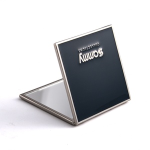 High Quality Thin Unique Fashion Soft Enamel Custom Logo <b>Square</b> Dual Side Brand Name Pocket Compact <b>Mirror</b> - Product Image 2