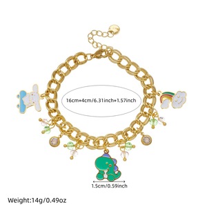 Cute Cartoon Dinosaur Pendant Double Chain Zinc Alloy Bracelet For Children Gift Jewelry - Product Image 4