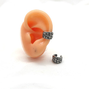Pendientes de plata tibetana con forma de calavera yunnique para hombres y mujeres, estilo Punk, no requiere perforación, diseño geométrico, joyería de moda - Product Image 4