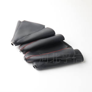 Housse de levier de vitesse universelle pour voiture, en cuir noir avec surpiqûres rouges, pour remplacement et réparation - Product Image 3