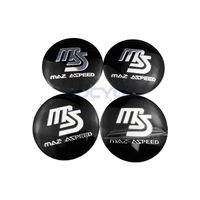 4 autocollants de moyeu de roue de voiture 56 mm, emblèmes logo MS Speed pour Mazda 2, Mazda 3, 5, 6, Axela, Atenza, RX8, MX3, MX5, CX-7, CX-9, CX5