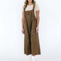Channel 2026 Salopette en jean d'été pour femme, coupe large, effet usé, avec bretelles réglables, style ample et baggy