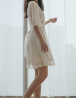 Robes en mousseline unie pour femmes, prix de gros, OEM ODM, élégantes, streetwear, vêtement durable, lavable, respirant, coupe trapèze évasée