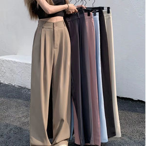 <span class=keywords><strong>Pantaloni</strong></span> da <span class=keywords><strong>Donna</strong></span> Stile Coreano a Vita Alta, Tinta Unita, Gamba Dritta, Casual Business, Lunghezza alla Caviglia - Product Image 1