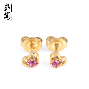 Đôi bông tai bằng thép không gỉ 316L với thiết kế ba viên đá hình hoa, trái tim, bướm, trung tâm là đá CZ, viền đá quý - Product Image 6