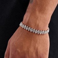 Bracelet Croix Hip Hop 11,5 mm Iced Out Chaîne Croix Entièrement Pavée CZ pour Hommes Femmes Usage Quotidien