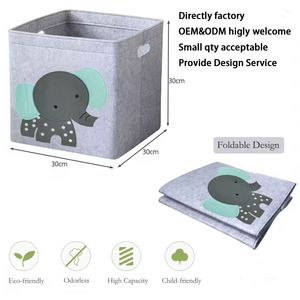 Cubo pieghevole organizzatore per bambini cartone animato con copertura di animali da scuola materna bidoni giocattolo in feltro di stoffa per la casa cesto di stoccaggio di abbigliamento - Product Image 2