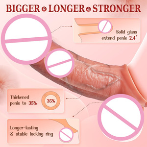 Wholesale of liquid silicone artificial penis covers for men electric time delay wearable hollow penis covers for adult sexual - Product Image 5