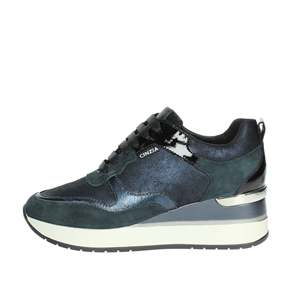 Sneakers Cinzia in Pelle Metallizzata Blu Scuro con Plateau, Scarpe da Donna alla Moda - Product Image 1