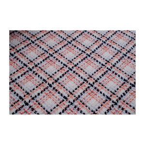 Tela Tweed de Primera Calidad Hecha en Corea, Diseño a Cuadros Multicolor Blanco-Rojo-Naranja-Azul Marino, Tejido Personalizado OEM ODM - Product Image 1