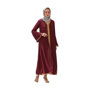 indischen kleid kurta frauen Suppliers-SIPO Maxi Abaya Kleid schwarz Saudi Dubai Kurta 2020 islamische Kleidung muslimische Frauen Sari Kaftan Kaftan für Eid Mubarak Kimono