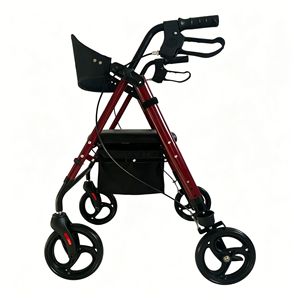 Promising Four-Wheeled <b>Folding</b> <b>Walker</b> With Seat Aluminum Alloy Red - Product Image 5