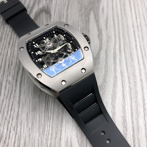 High-quality Titanium Skeleton Automatic <b>Watch</b> With Gray <b>Rubber</b> Strap - Product Image 3