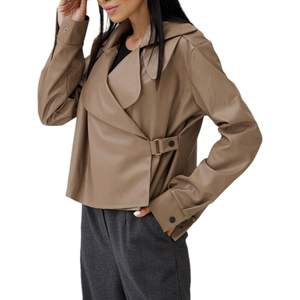 Veste en similicuir personnalisée pour femme 2026, manches longues, style motard, coupe-vent, manteau d'automne, look streetwear - Product Image 2