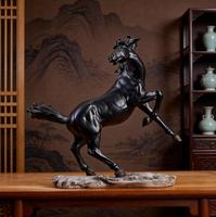 Sculpture d'animal en résine noire faite à la main, cheval, Feng Shui, décoration moderne pour la maison, artisanat commémoratif pour l'année du cheval