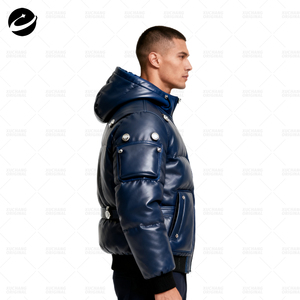 Piumino di Lusso da <span class=keywords><strong>Uomo</strong></span> in Piuma d'Oca XUCHANG Cappotto Invernale Personalizzato di Alta Qualità con Collo Alto Cerniera Metallica <span class=keywords><strong>Vintage</strong></span> e Cappuccio Lucido - Product Image 2