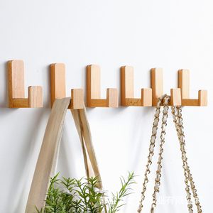 <b>Wooden</b> <b>Coat</b> <b>Hooks</b> Wall Mounted Self Adhesive Rectangle Shape For Entryway Storage Rack - Product Image 1
