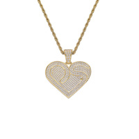 Pendentif en forme de cœur, bijoux hip-hop, accessoires rap, colliers en laiton incrustés de zircon, pendentif amour.