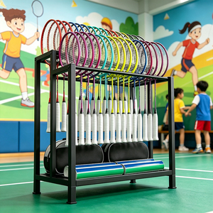 Organisateur <span class=keywords><strong>de</strong></span> raquettes <span class=keywords><strong>de</strong></span> <span class=keywords><strong>badminton</strong></span> en fer commercial, support métallique sur pied pour centres sportifs et clubs - Product Image 6