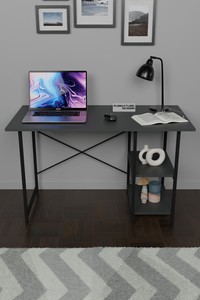 Mesa Plegable Portátil y Duradera con Estantes, Estructura Metálica, Tablero de Aglomerado, Ecológica, Espaciosa, Multifuncional, Ahorra Espacio - Product Image 3