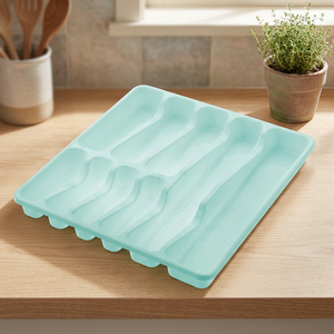 Light Green <b>Plastic</b> Multifunction Rectangle Jumbo Cutlery Holder Organizer Adjustable <b>Drawer</b> Divider for Home Kitchen Boxed - Product Image 3