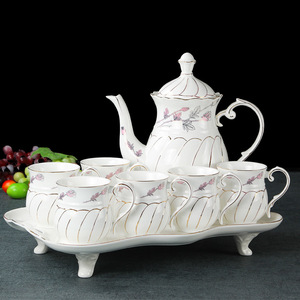 <b>Set</b> of 6 Arabic Style Ethiopian Porcelain Drinkware Coffee Cup Saucer & Tea Cups Pots Plates Gift Box Packing - Product Image 5