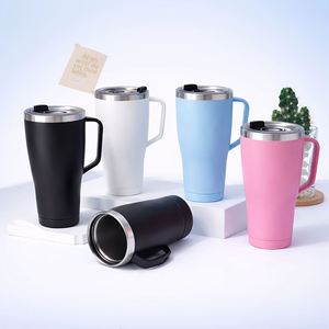 Gobelet isotherme en acier inoxydable de 20 oz avec poignée et couvercle, double paroi isolée, tasse de voyage, isolation thermique de 6 à 12 heures pour le bureau et la voiture - Product Image 1