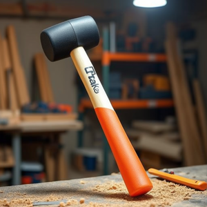 Maillet en caoutchouc Ttake 5078 avec manche en bois et poignée orange pour travaux de précision - Product Image 3