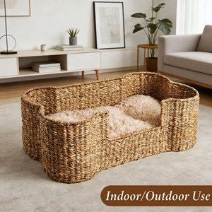 Handgemaakt modern bed van natuurlijk zeegras met stevig patroon, milieuvriendelijk, knus rustplaats voor katten en honden, krabbestendig. - Product Image 5