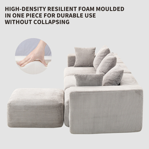 Ensemble de canapés de salon, canapés compressibles, canapé combiné beige, canapé en forme de L pour salon - Product Image 4