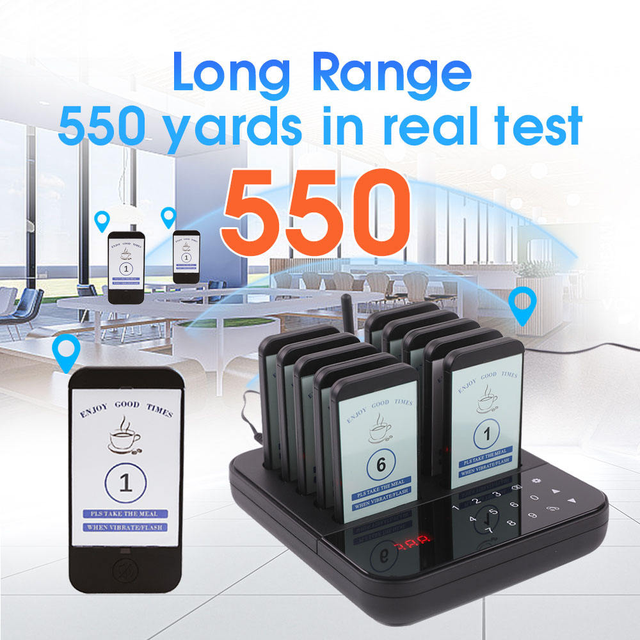 10 Pagers Wireless Restaurant Pager System for Efficient Queue Management System Coffee Dessert Shop Food Truck Court